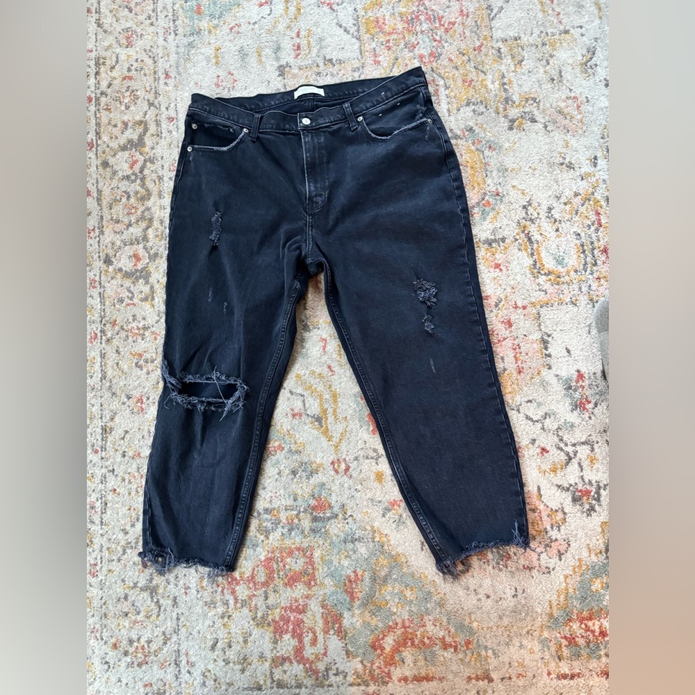 Abercrombie & Fitch Black Distressed Ankle Jeans